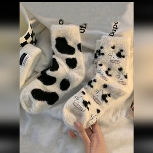 Fuzzy Cow Socks 2 Pairs